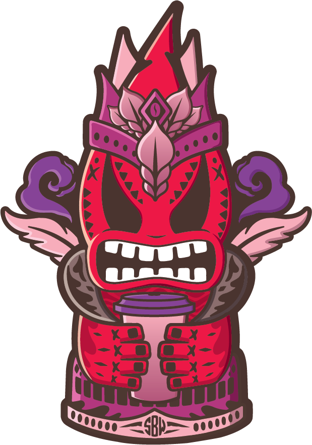 Tiki icon holding a coffee cup