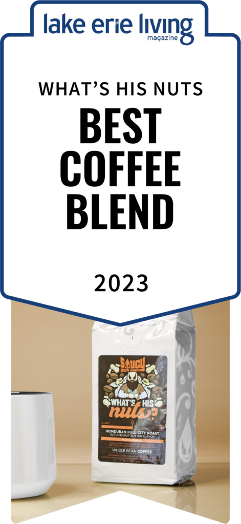 What's His Nuts wins Best Coffee Blend in Lake Erie Living Magazine in 2023.